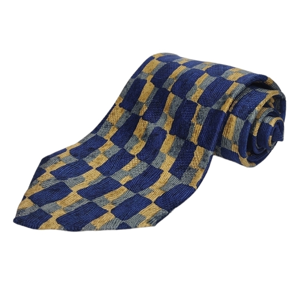 NWT Ermenegildo Zegna Men's 100% Silk Geometric Design Dress Neck Tie